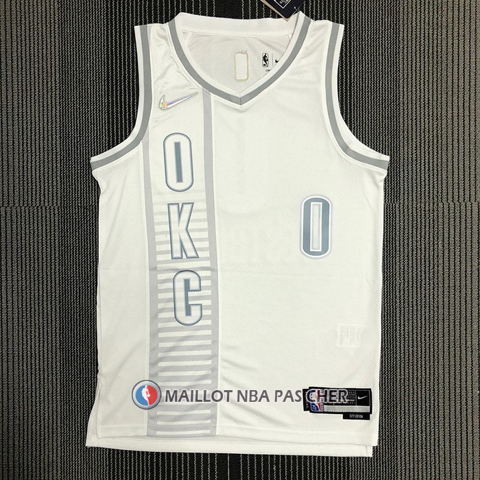 Maillot Oklahoma City Thunder Russell Westbrook NO 0 Ville 2021-22 Blanc